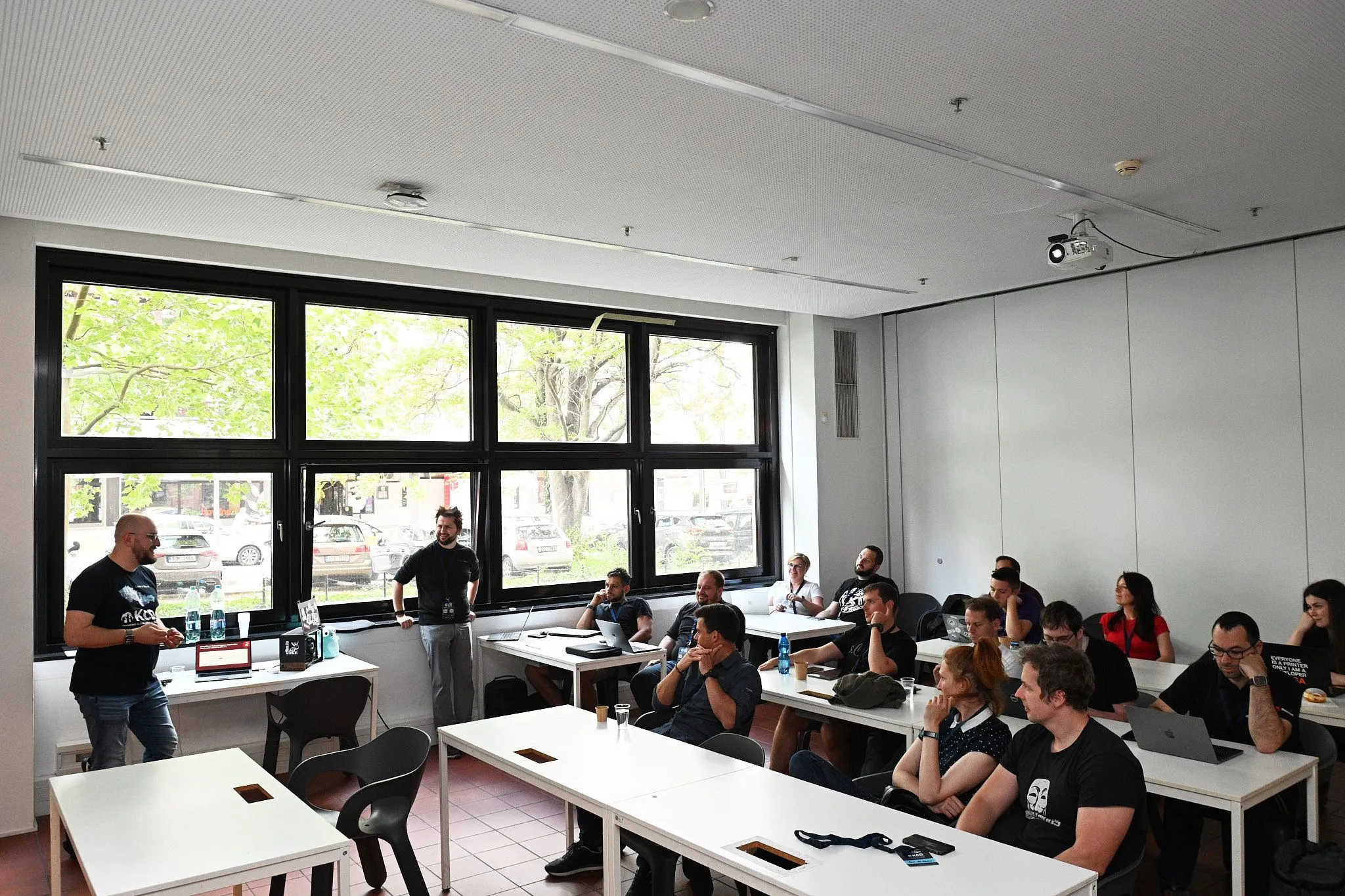 Vojtech Mares and Ladislav Capka presenting a workshop